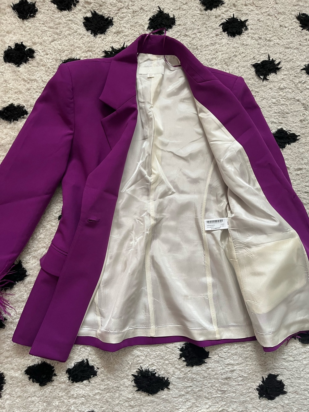 Zara size Medium feather cuff padded shoulder blade blazer one button up blazer - Picture 10 of 14